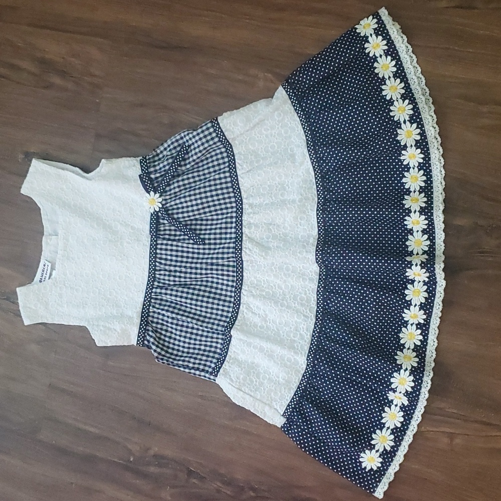 Blue and white multi pattern dress